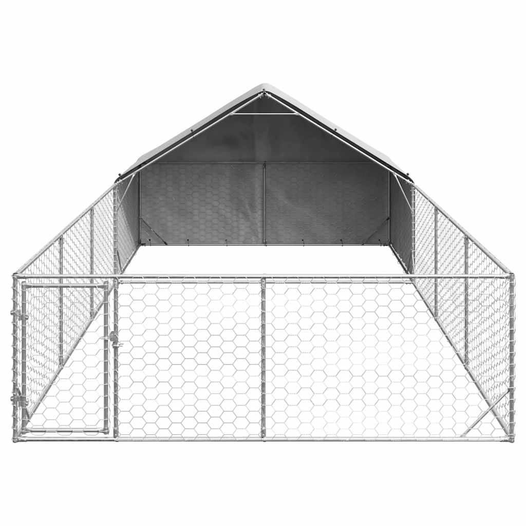 vidaXL Zewnętrzna buda dla psa z wybiegiem 7x3x1,9 m Stal ocynkowana