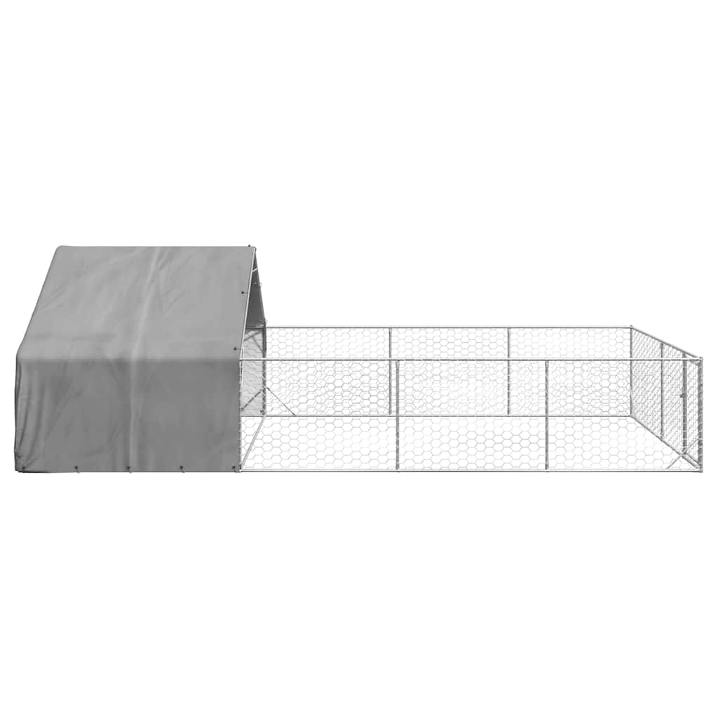 vidaXL Zewnętrzna buda dla psa z wybiegiem 7x3x1,9 m Stal ocynkowana