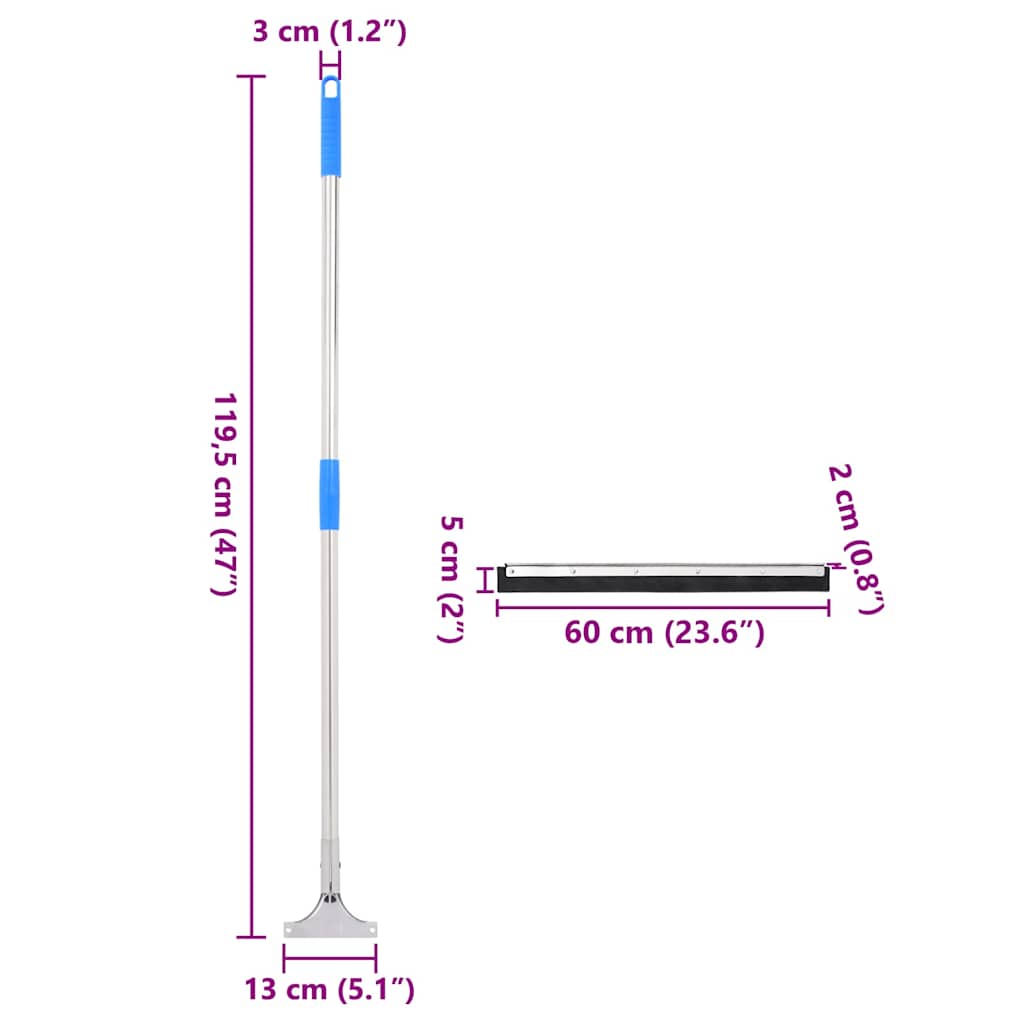 vidaXL Podłogowe ściągaczki do wody, 5 szt., 60x122,5cm, stal i guma