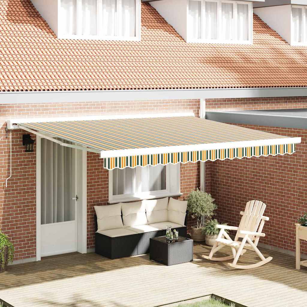 vidaXL Materiał zapasowy do markizy Zielony i Żółty 380 x 345 cm