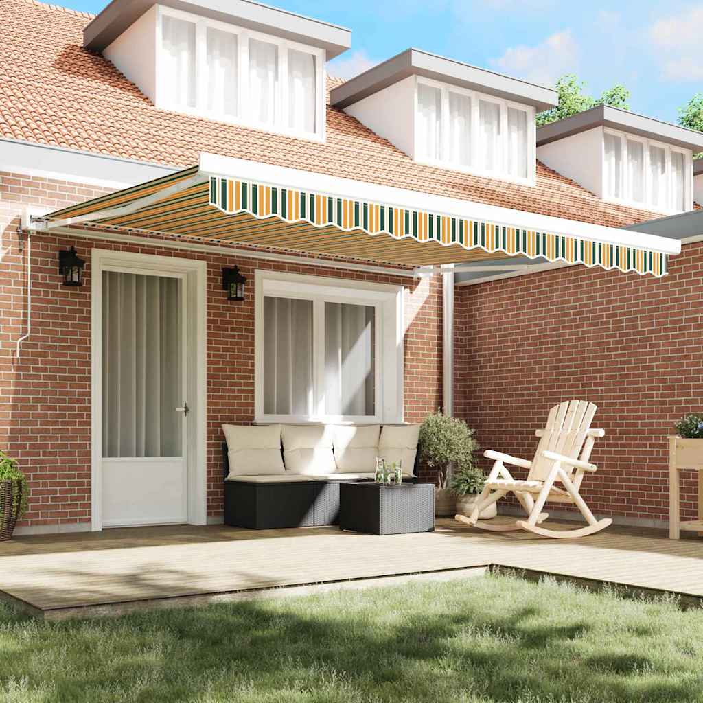 vidaXL Materiał zapasowy do markizy Zielony i Żółty 380 x 345 cm