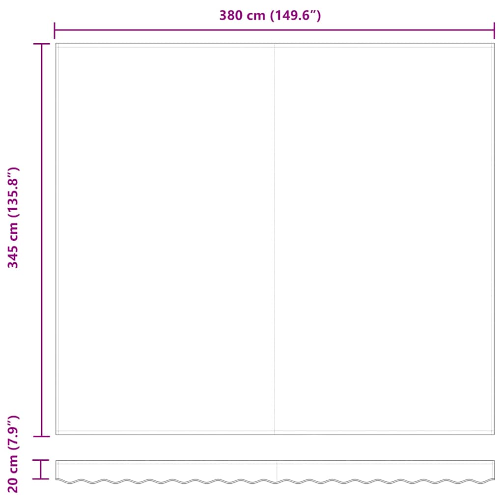vidaXL Materiał zapasowy do markizy Zielony i Żółty 380 x 345 cm