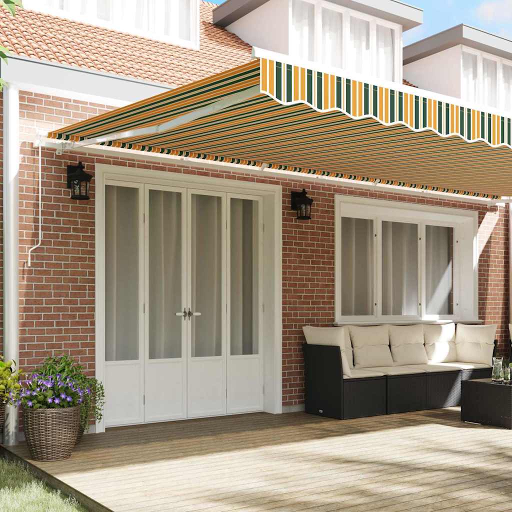 vidaXL Materiał zapasowy do markizy Zielony i Żółty 580 x 345 cm
