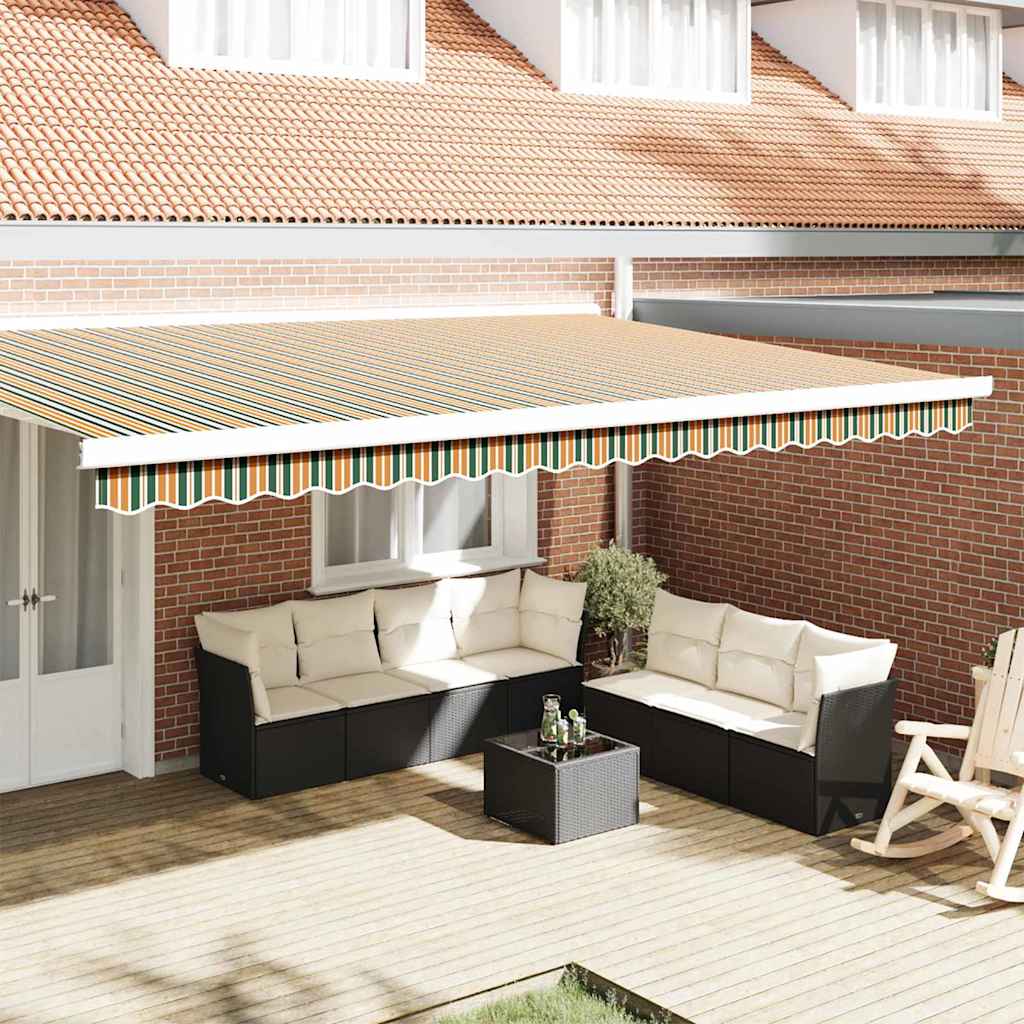 vidaXL Wymiana falbany markizy Zielony i żółty 480 x 20 cm Poliester