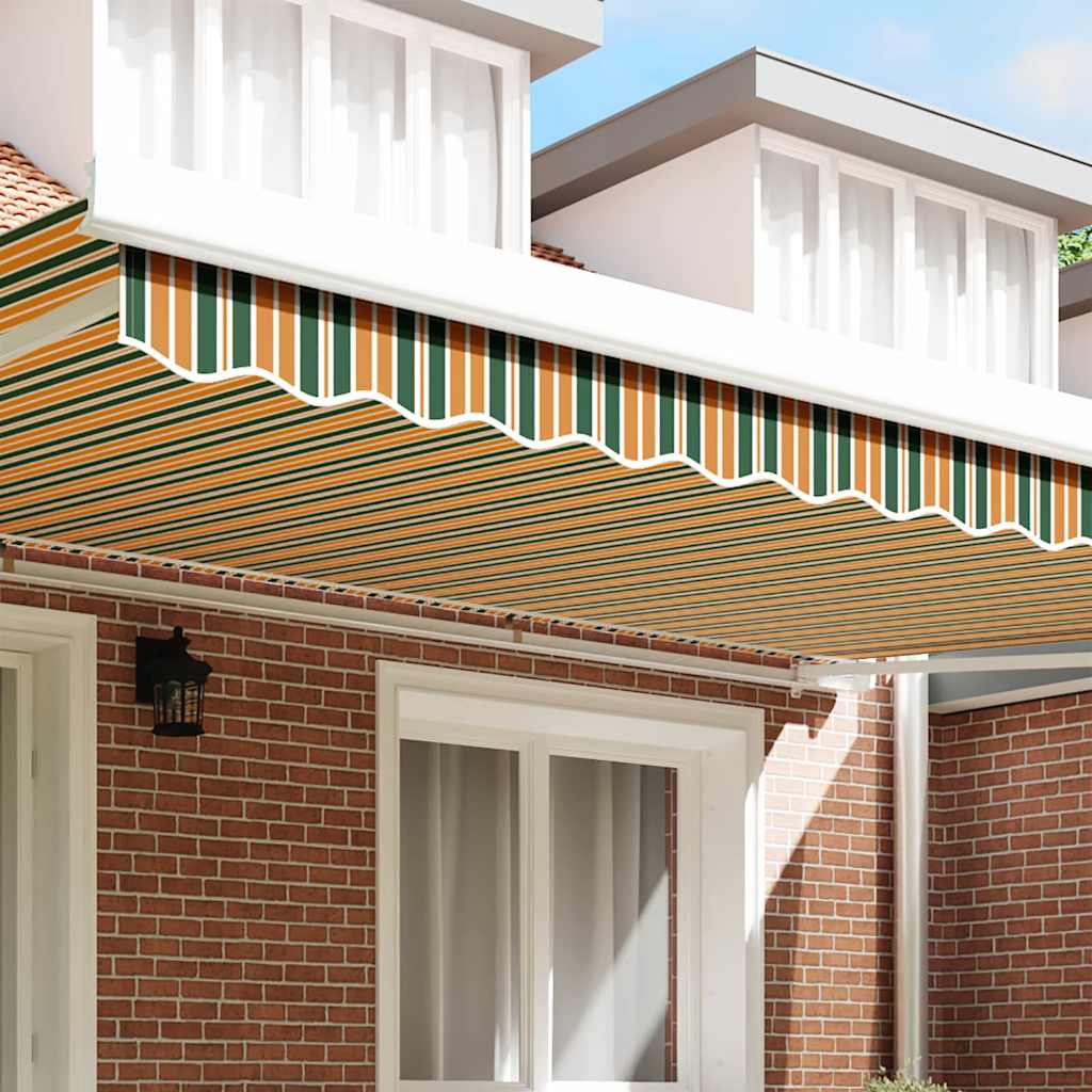 vidaXL Wymiana falbany markizy Zielony i żółty 480 x 20 cm Poliester