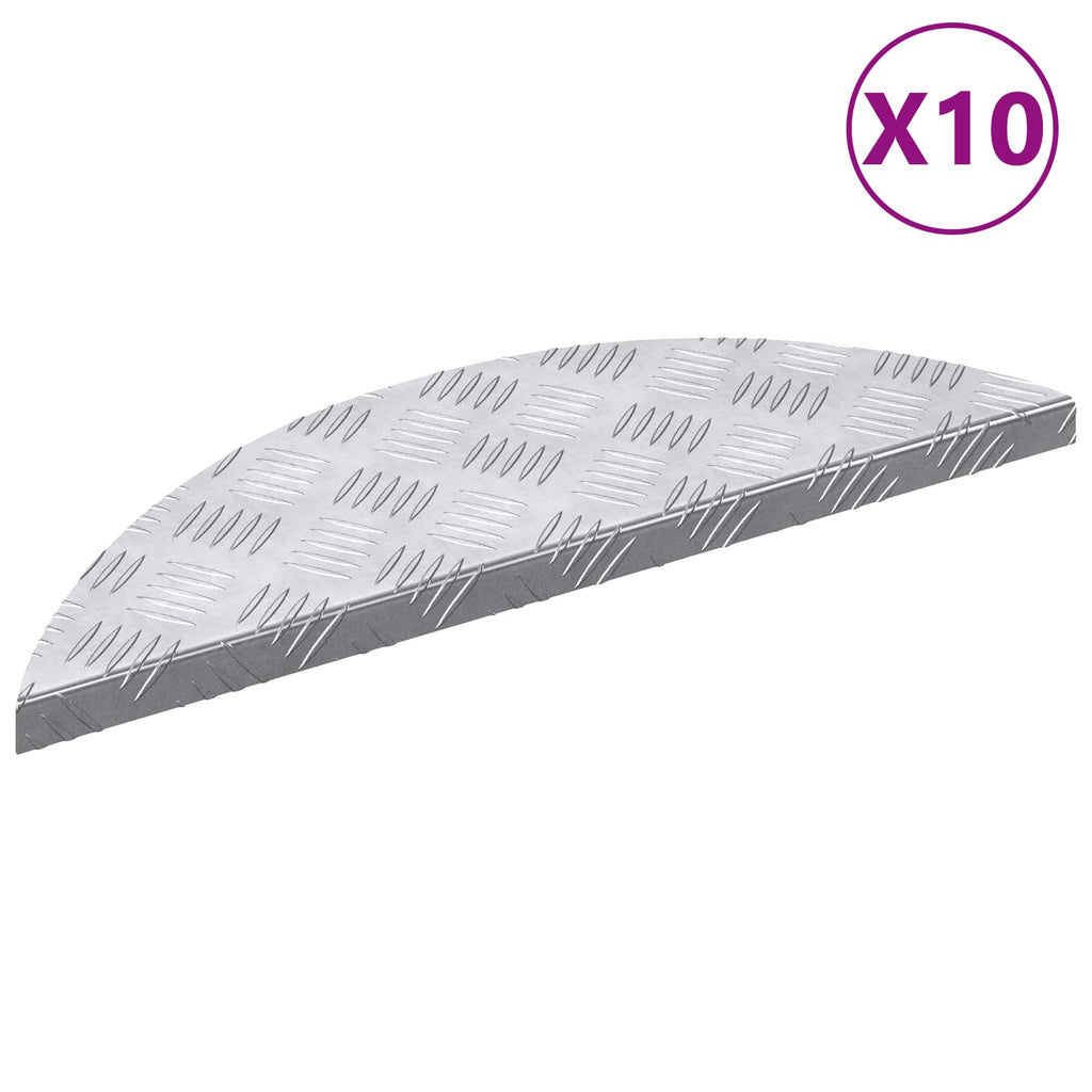 vidaXL Stopień Półksiężyc 10 pcs Srebrny 60 x 18 x 2,5 cm Aluminium