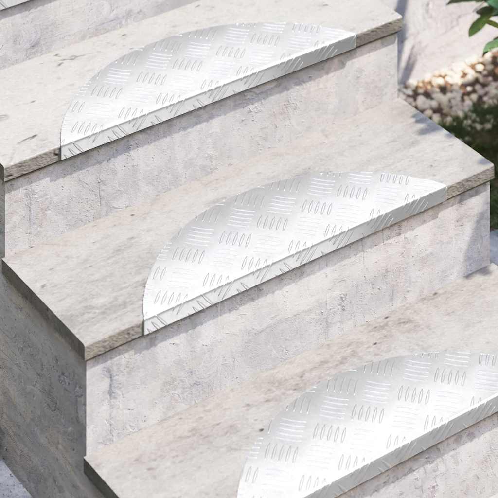 vidaXL Stopień Półksiężyc 15 pcs Srebrny 60 x 18 x 2,5 cm Aluminium
