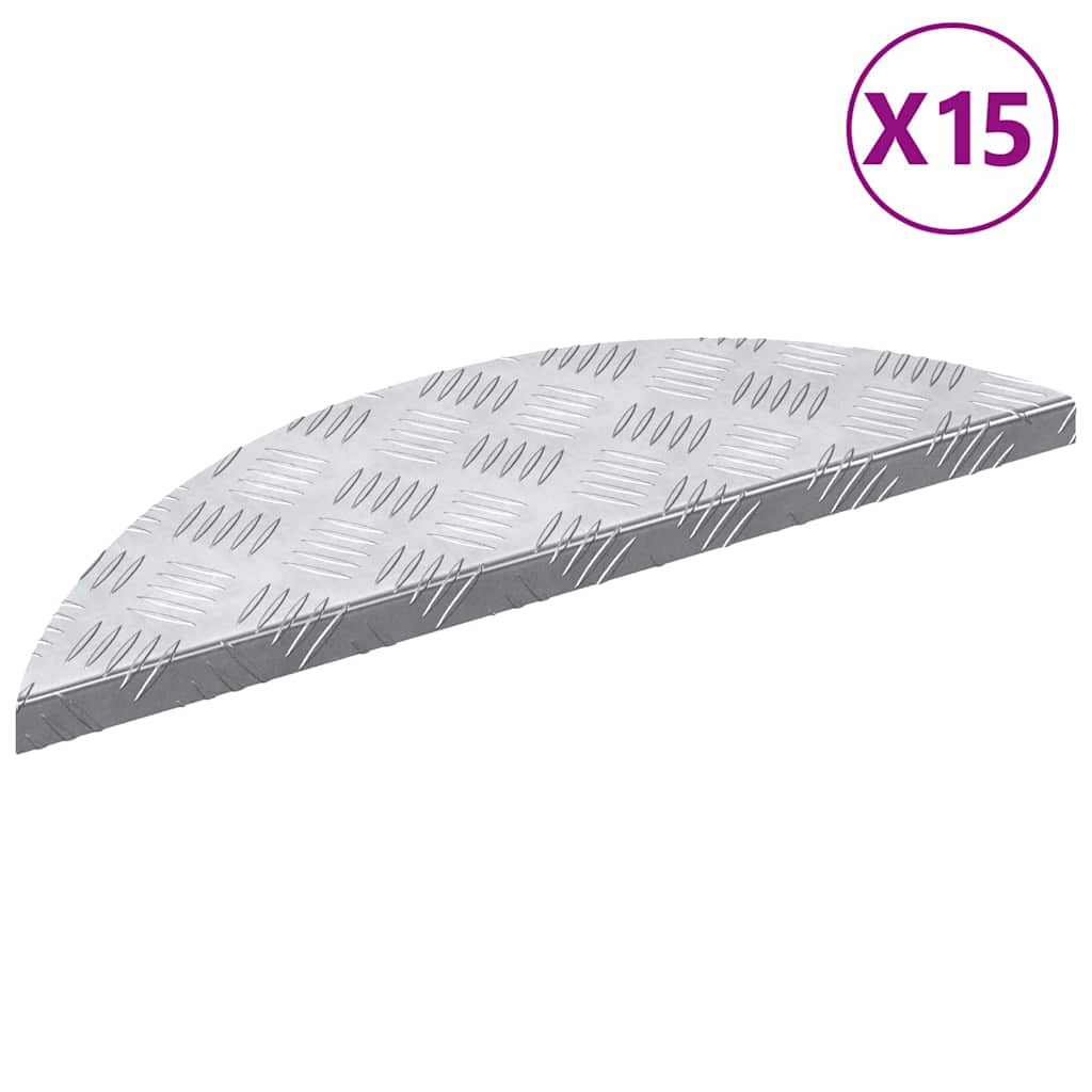 vidaXL Stopień Półksiężyc 15 pcs Srebrny 60 x 18 x 2,5 cm Aluminium