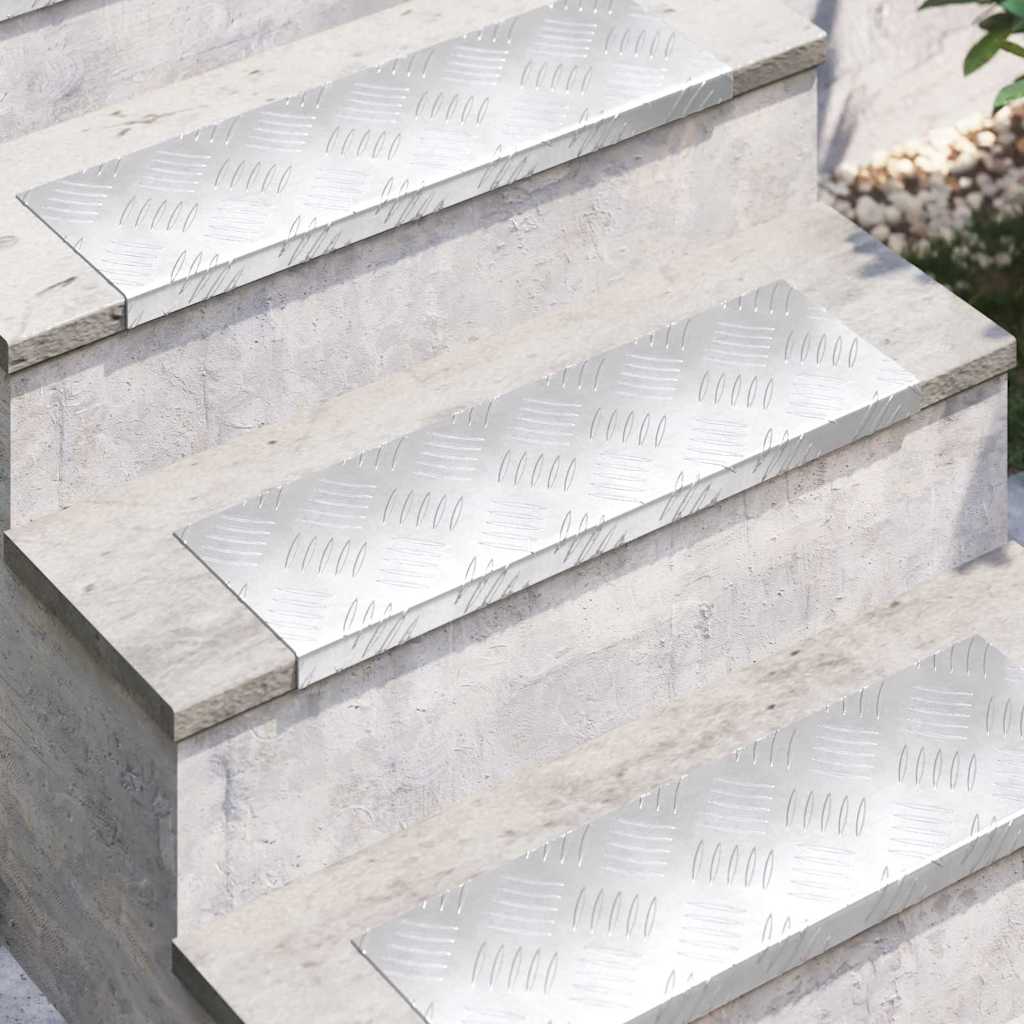 vidaXL Stopień Prostokątny 10 pcs Srebrny 60 x 18 x 2,5 cm Aluminium
