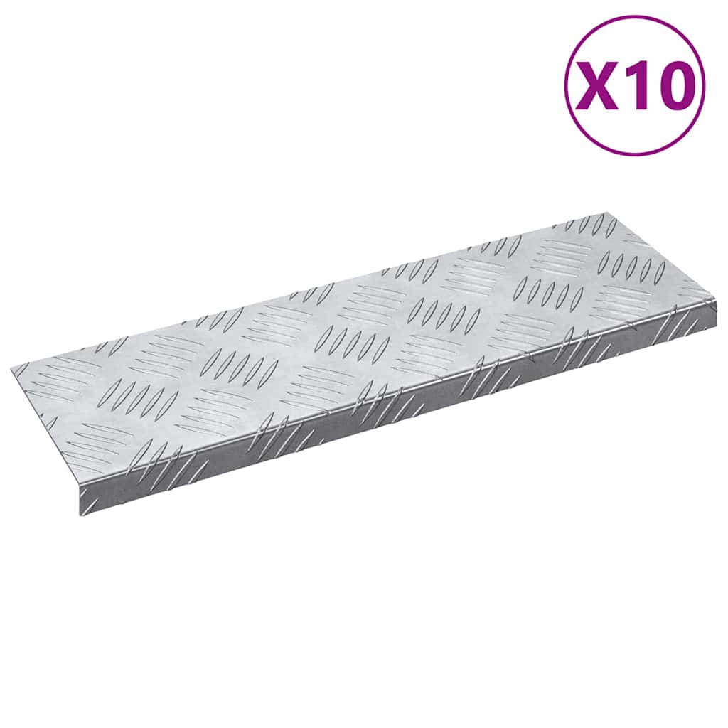 vidaXL Stopień Prostokątny 10 pcs Srebrny 60 x 18 x 2,5 cm Aluminium