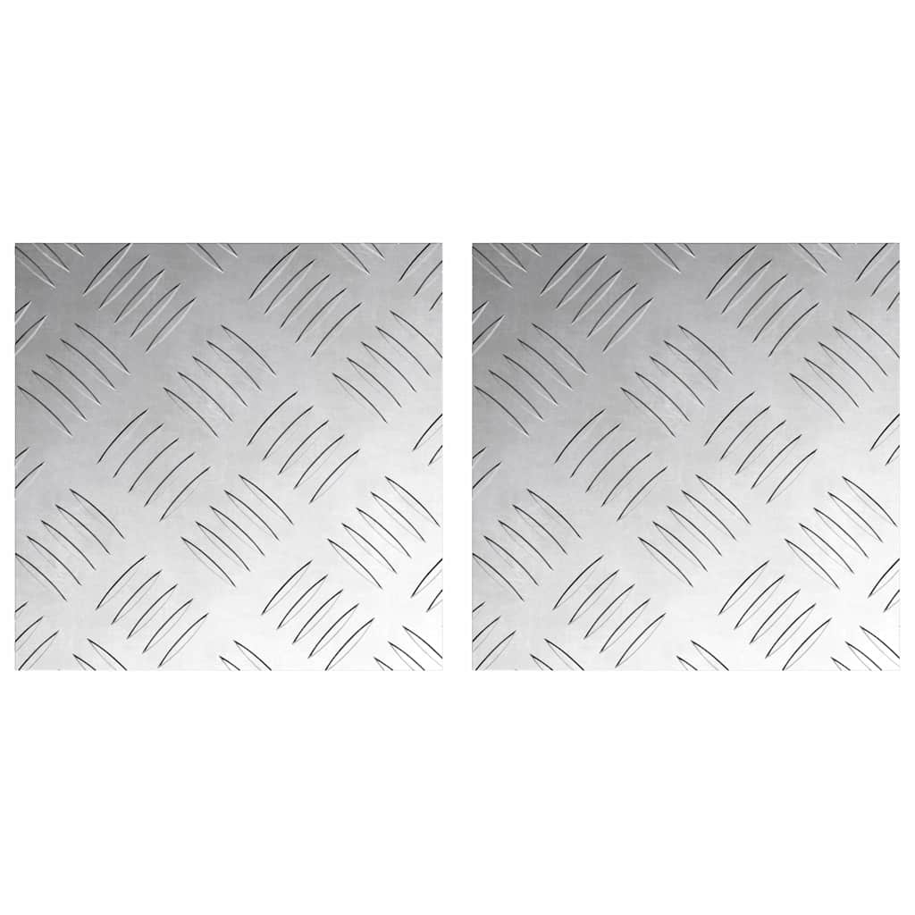 vidaXL Stopień Kwadrat 2 pcs Srebrny 20 x 20 cm Aluminium