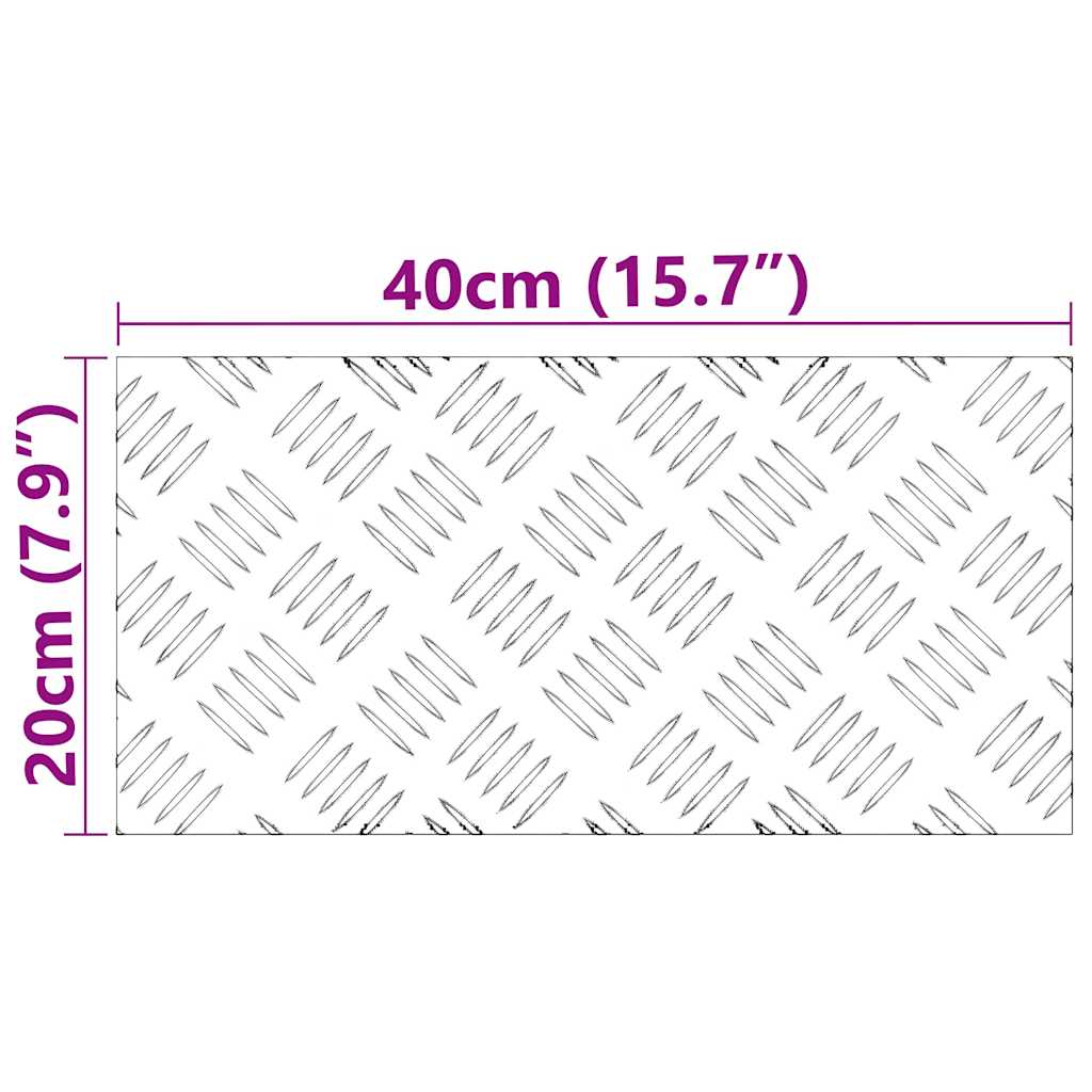 vidaXL Stopień Prostokątny 2 pcs Srebrny 40 x 20 cm Aluminium