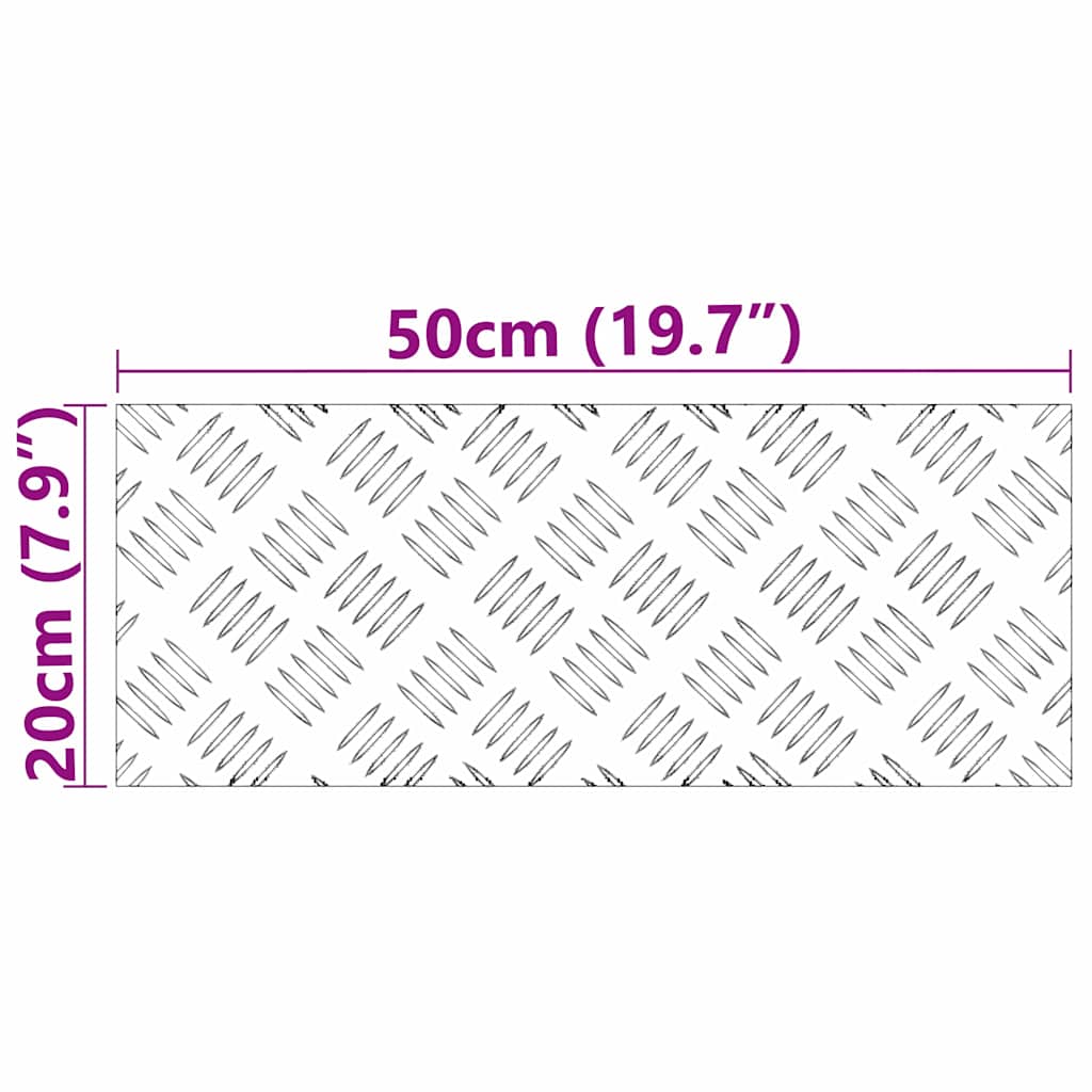 vidaXL Stopień Prostokątny 2 pcs Srebrny 50 x 20 cm Aluminium