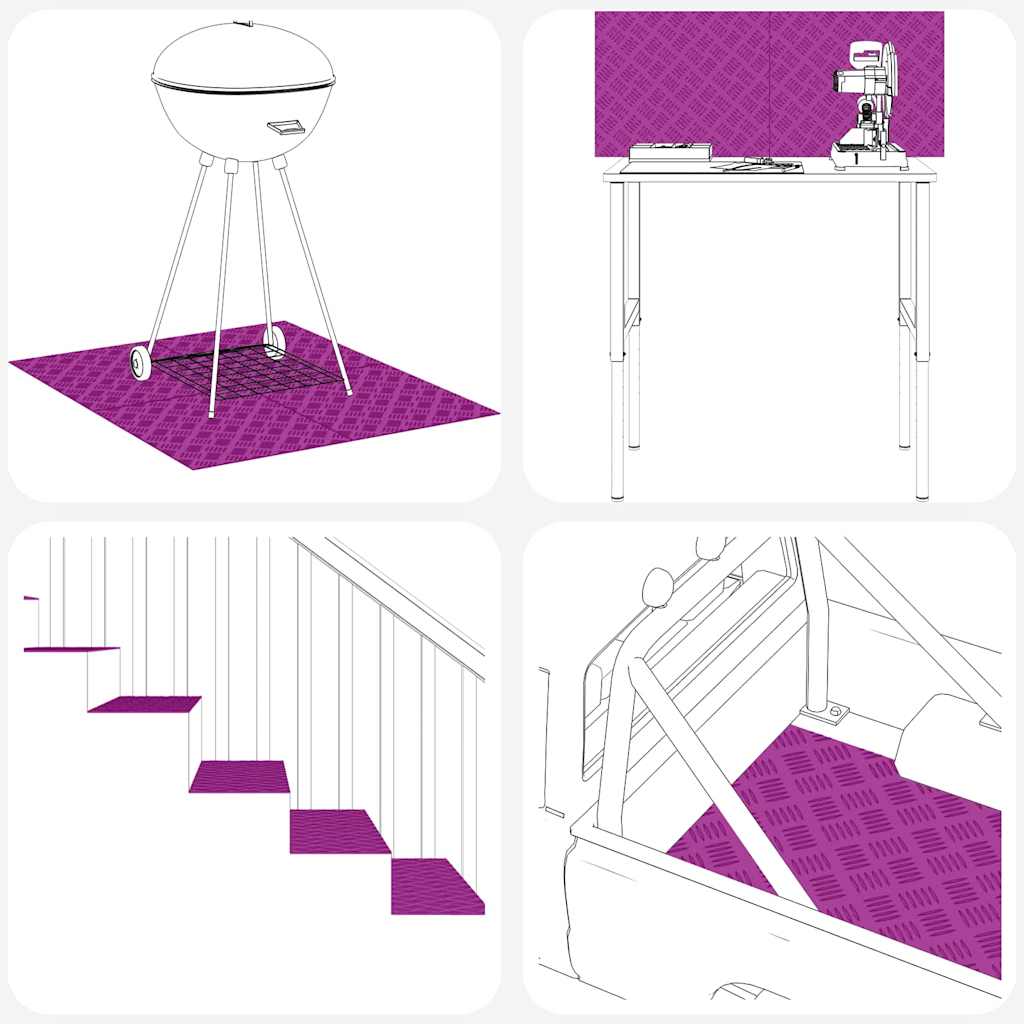 vidaXL Stopień Prostokątny 4 pcs Srebrny 50 x 20 cm Aluminium