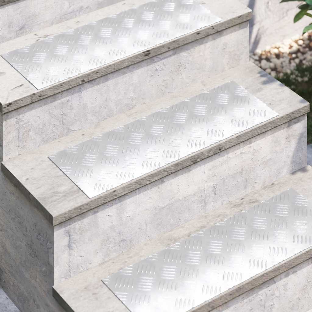 vidaXL Stopień Prostokątny 4 pcs Srebrny 60 x 20 cm Aluminium