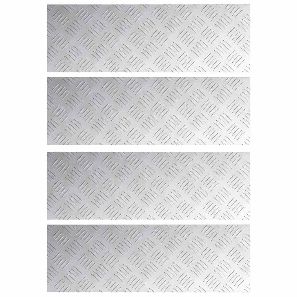 vidaXL Stopień Prostokątny 4 pcs Srebrny 60 x 20 cm Aluminium