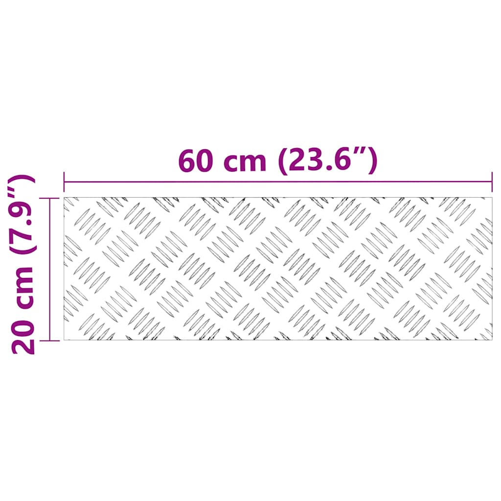 vidaXL Stopień Prostokątny 2 pcs Srebrny 60 x 20 cm Aluminium