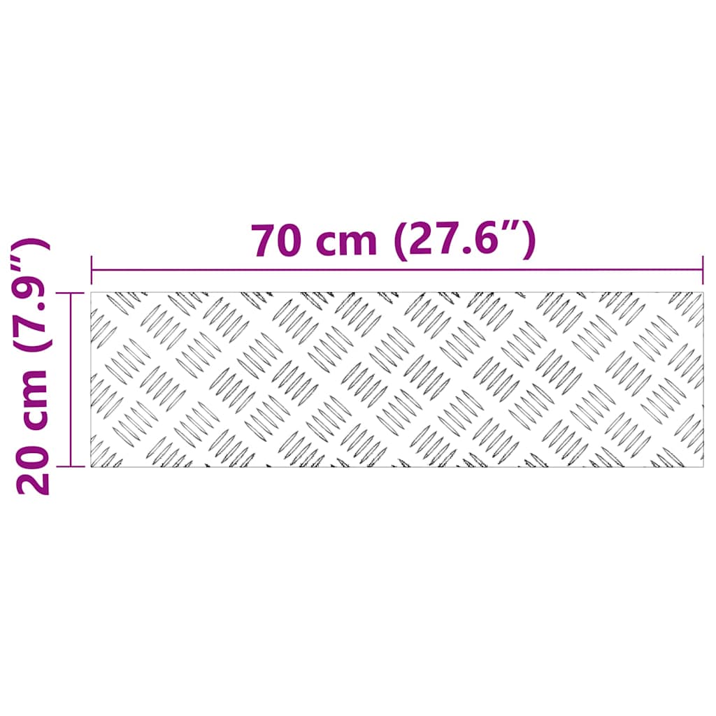 vidaXL Stopień Prostokątny 4 pcs Srebrny 70 x 20 cm Aluminium