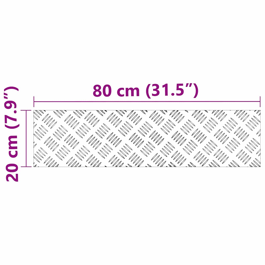 vidaXL Stopień Prostokątny 2 pcs Srebrny 80 x 20 cm Aluminium
