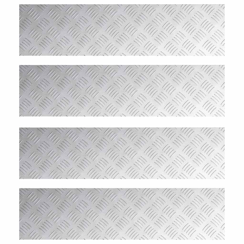 vidaXL Stopień Prostokątny 4 pcs Srebrny 80 x 20 cm Aluminium