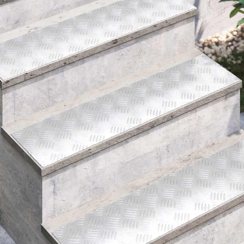 vidaXL Stopień Prostokątny 4 pcs Srebrny 80 x 20 cm Aluminium