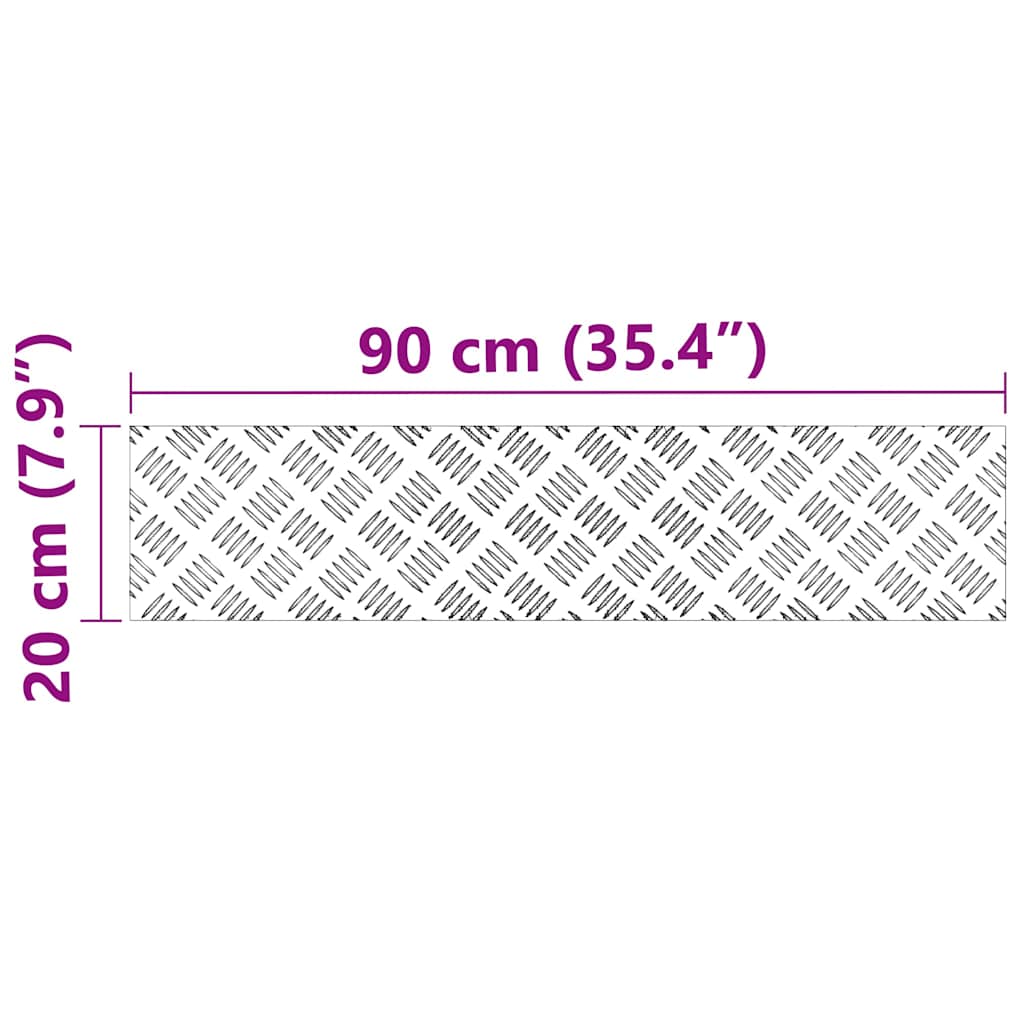 vidaXL Stopień Prostokątny 2 pcs Srebrny 90 x 20 cm Aluminium
