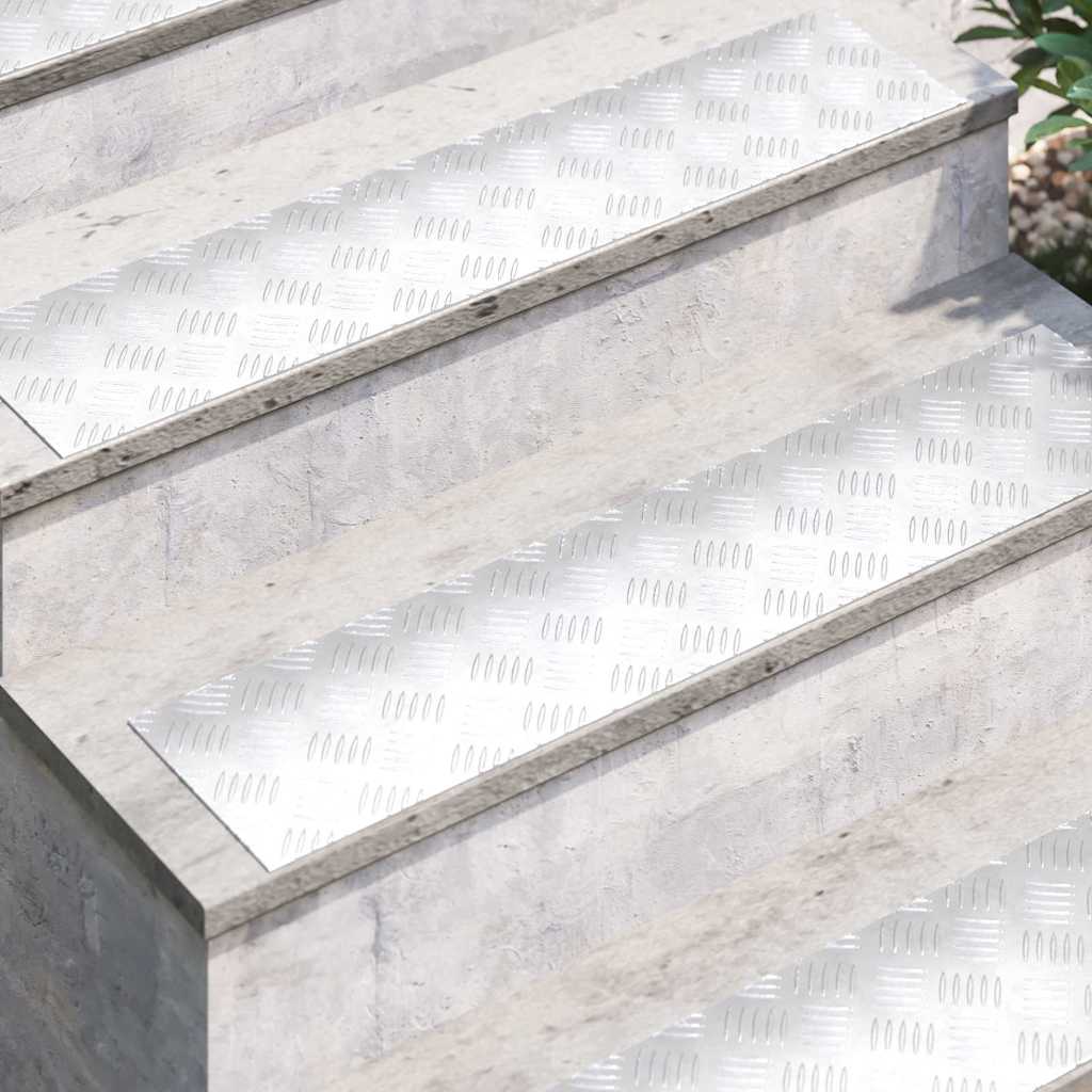 vidaXL Stopień Prostokątny 4 pcs Srebrny 90 x 20 cm Aluminium