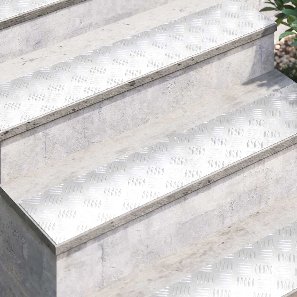 vidaXL Stopień Prostokątny 4 pcs Srebrny 100 x 20 cm Aluminium