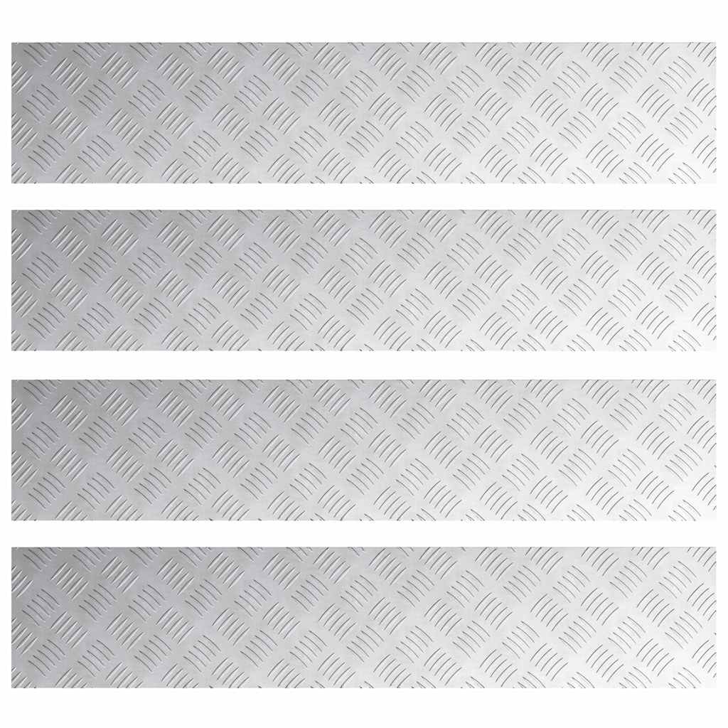 vidaXL Stopień Prostokątny 4 pcs Srebrny 100 x 20 cm Aluminium
