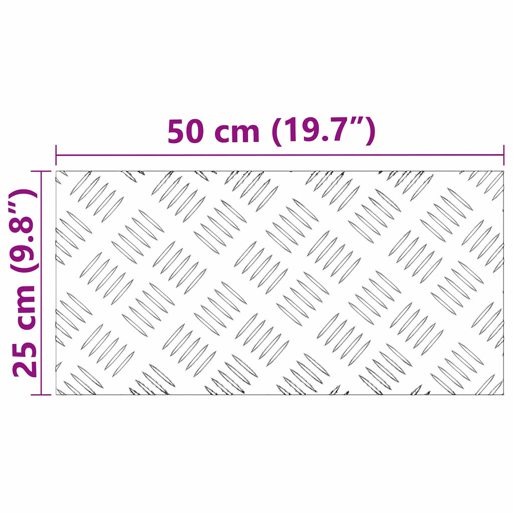 vidaXL Stopień Prostokątny 2 pcs Srebrny 50 x 25 cm Aluminium