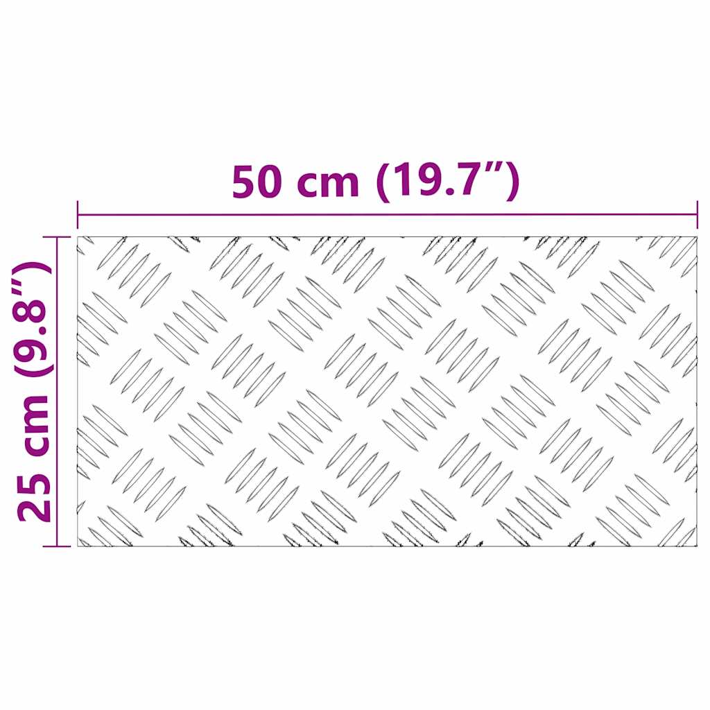 vidaXL Stopień Prostokątny 2 pcs Srebrny 50 x 25 cm Aluminium