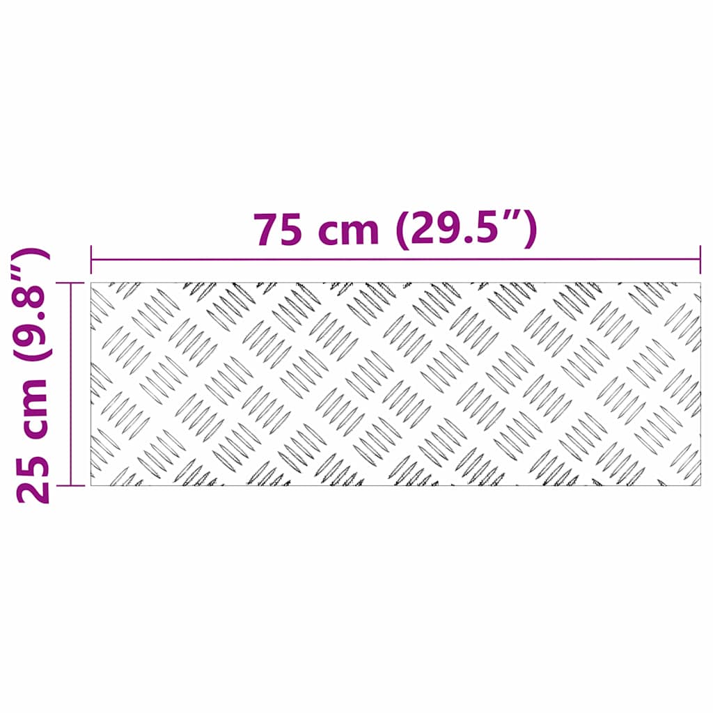 vidaXL Stopień Prostokątny 2 pcs Srebrny 75 x 25 cm Aluminium