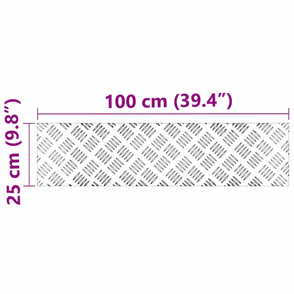 vidaXL Stopień Prostokątny 4 pcs Srebrny 100 x 25 cm Aluminium