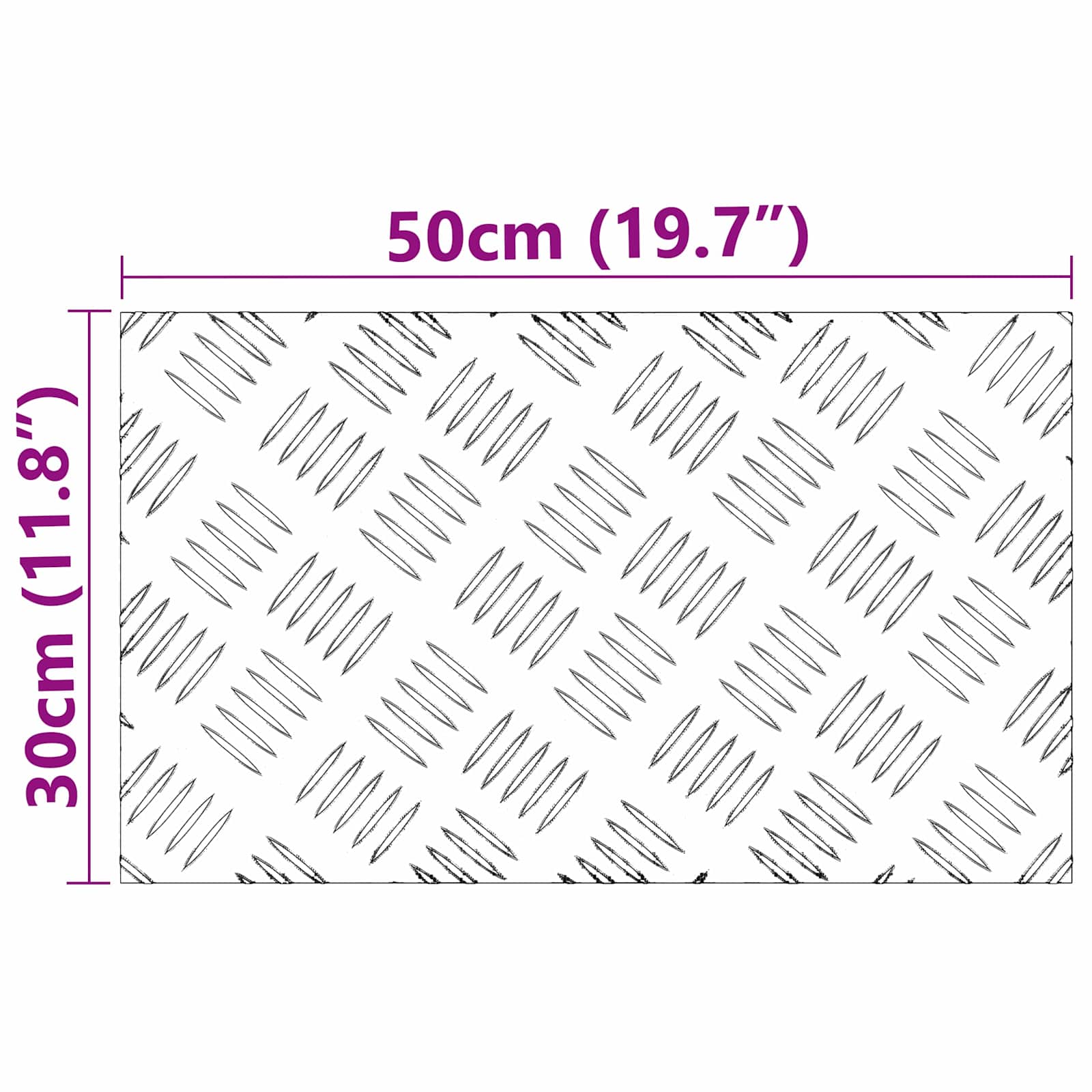 vidaXL Stopień Prostokątny 2 pcs Srebrny 50 x 30 cm Aluminium