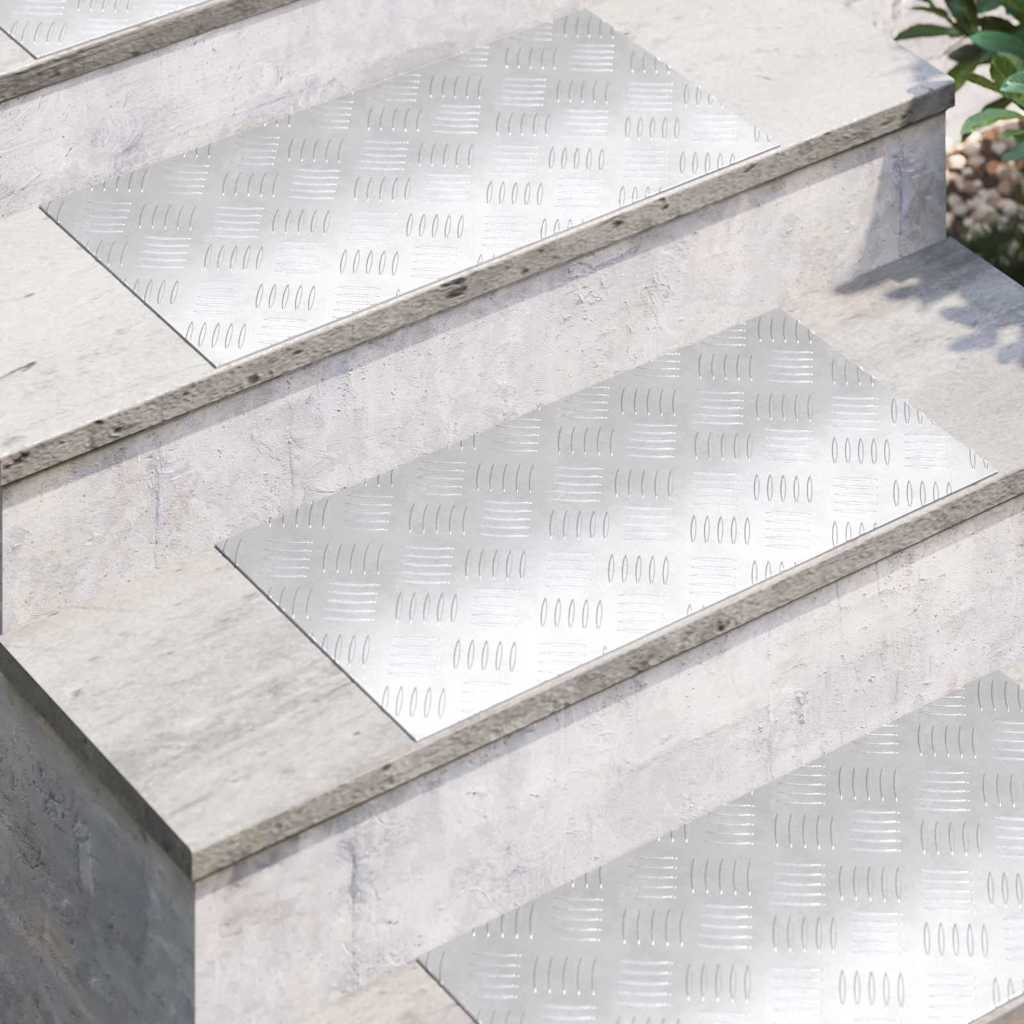 vidaXL Stopień Prostokątny 4 pcs Srebrny 60 x 30 cm Aluminium