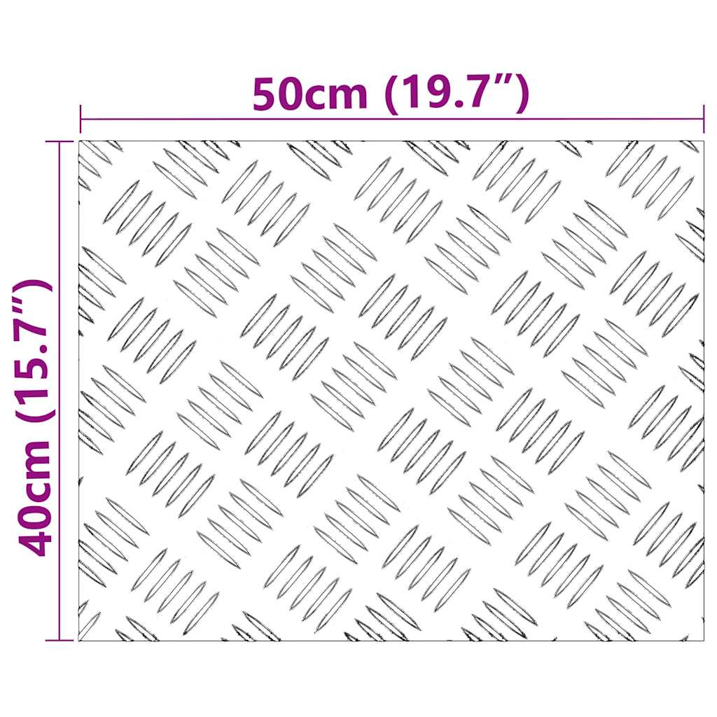 vidaXL Stopień Prostokątny 2 pcs Srebrny 50 x 40 cm Aluminium
