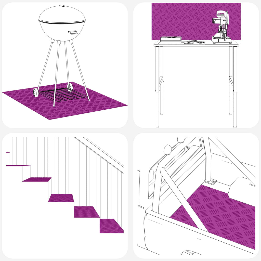 vidaXL Stopień Prostokątny 4 pcs Srebrny 50 x 40 cm Aluminium