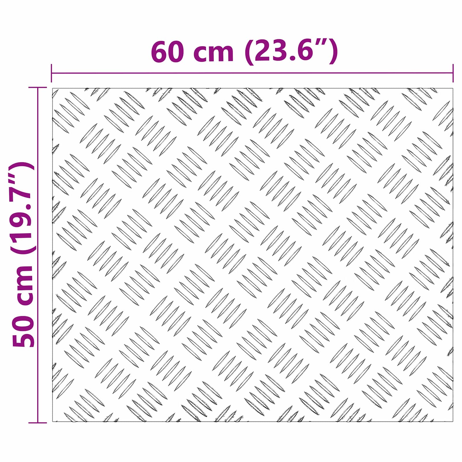 vidaXL Stopień Prostokątny 4 pcs Srebrny 60 x 50 cm Aluminium