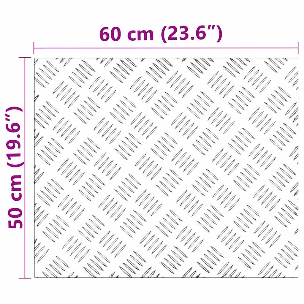 vidaXL Stopień Prostokątny 2 pcs Srebrny 60 x 50 cm Aluminium