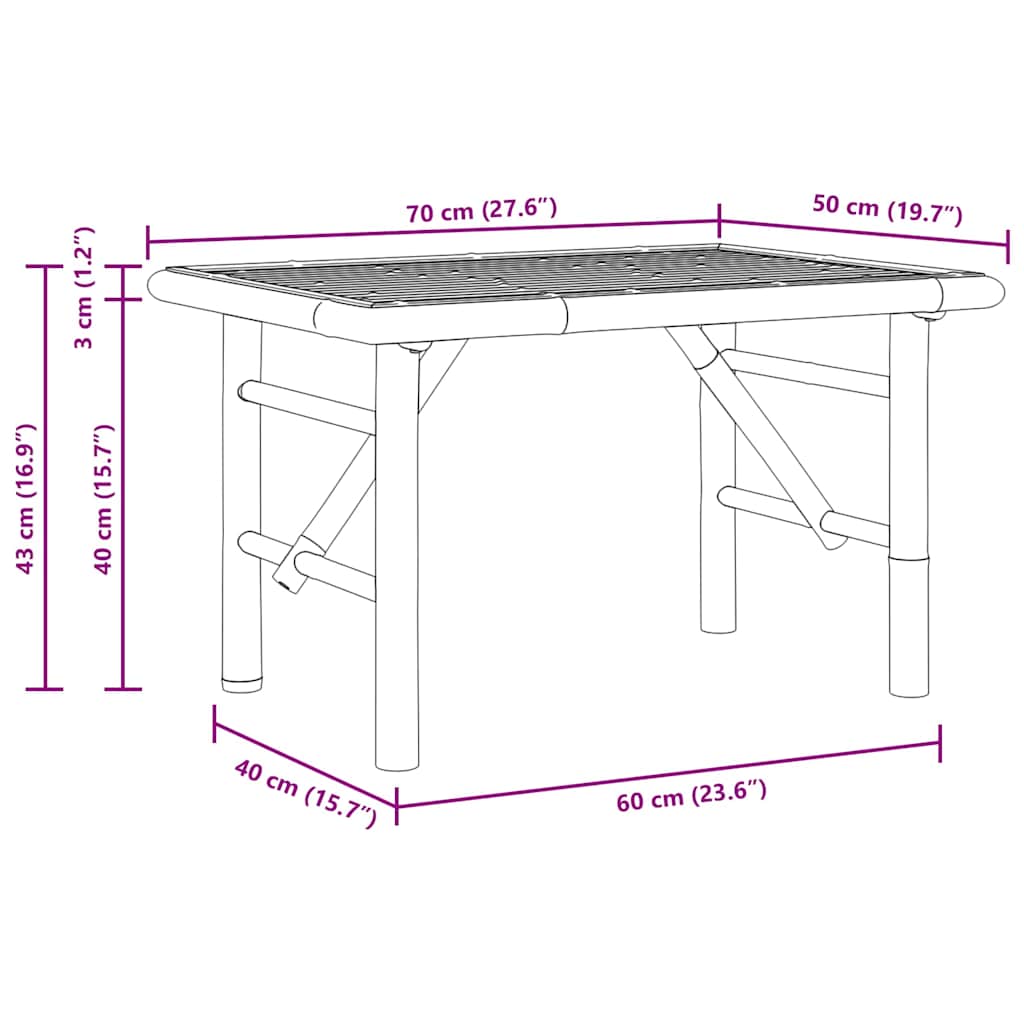 vidaXL Stolik kawowy Brązowy 70 x 40 x 36 cm Bambus