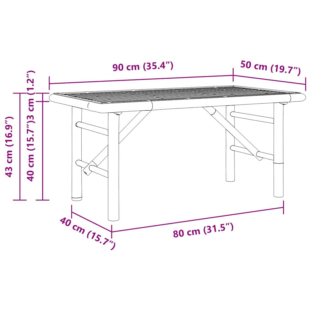 vidaXL Stolik kawowy Brązowy 90 x 50 x 43 cm Bambus