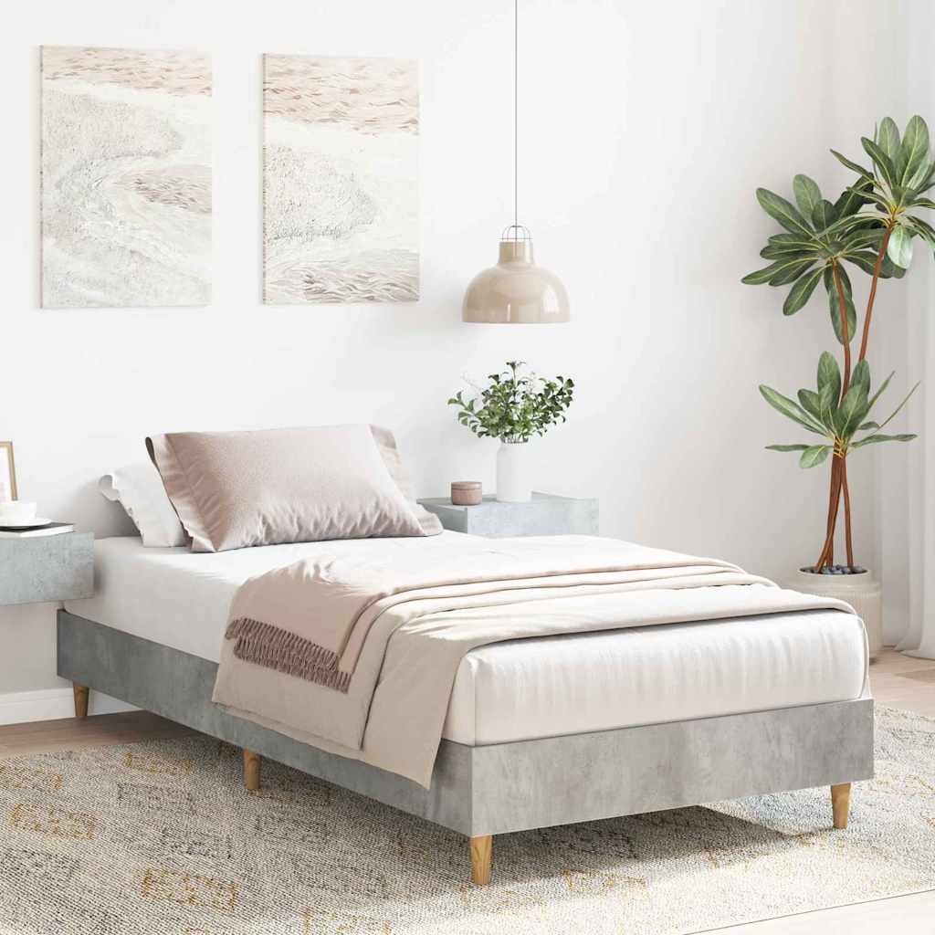 vidaXL Ramka łóżka Betonowy szary 203 x 93 x 25 cm