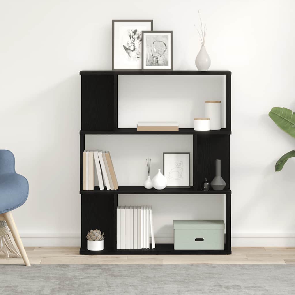 vidaXL Regał biblioteczny Czarny Dąb 80x24x96 cm Drewno klejone