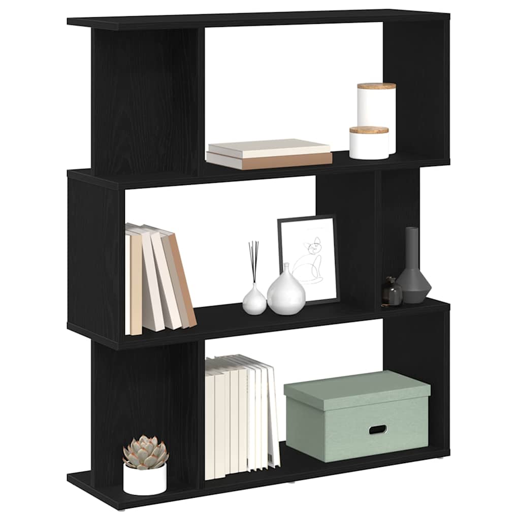 vidaXL Regał biblioteczny Czarny Dąb 80x24x96 cm Drewno klejone