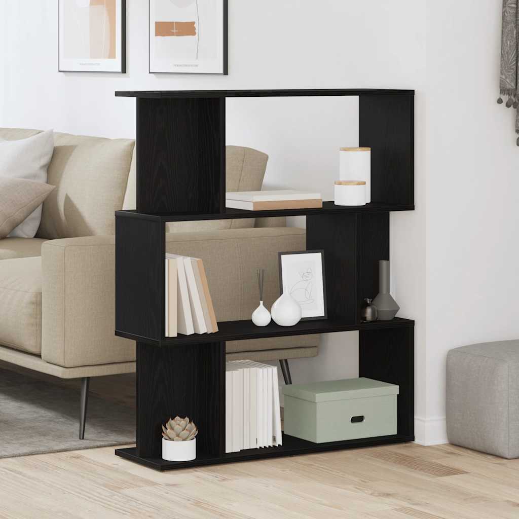 vidaXL Regał biblioteczny Czarny Dąb 80x24x96 cm Drewno klejone
