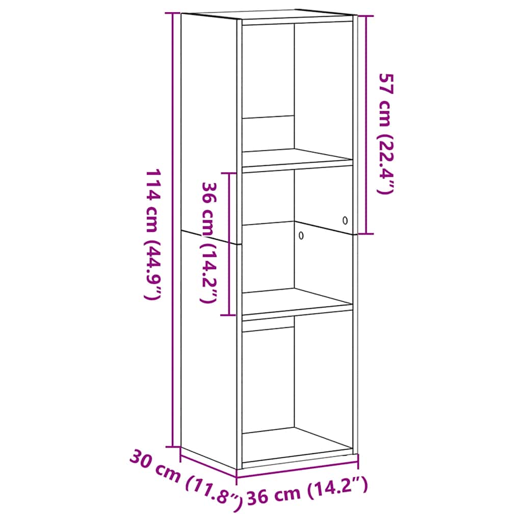 vidaXL Regał biblioteczny Czarny Dąb 36x30x114 cm Drewno klejone