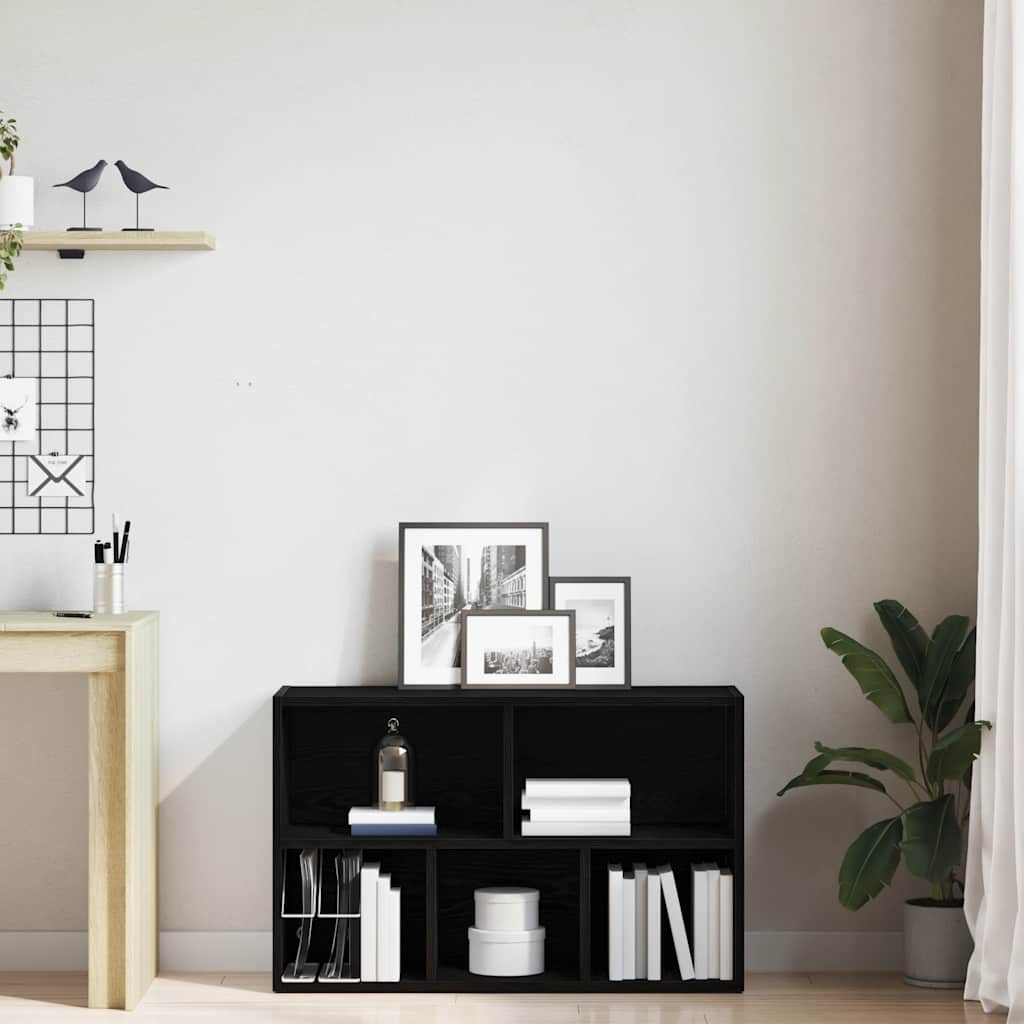 vidaXL Regał biblioteczny Czarny Dąb 50x25x80 cm Drewno klejone