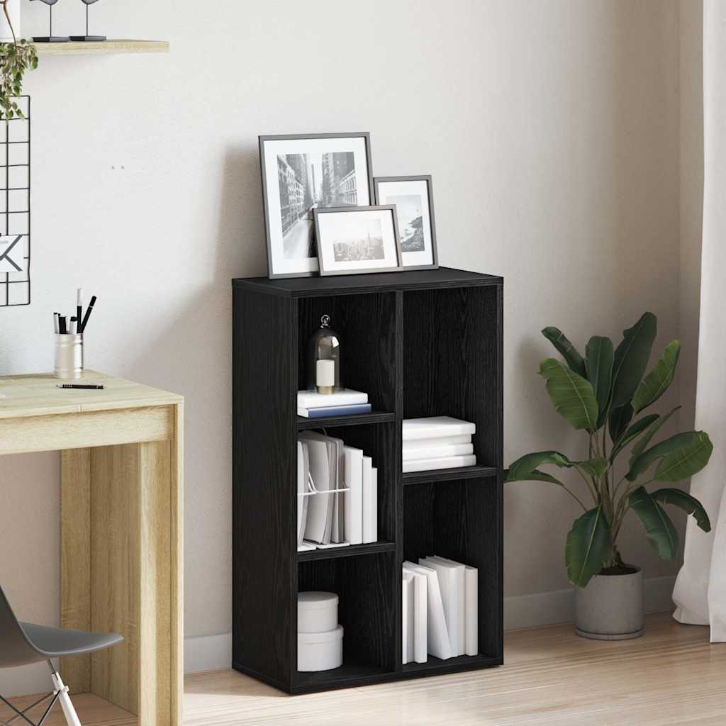 vidaXL Regał biblioteczny Czarny Dąb 50x25x80 cm Drewno klejone