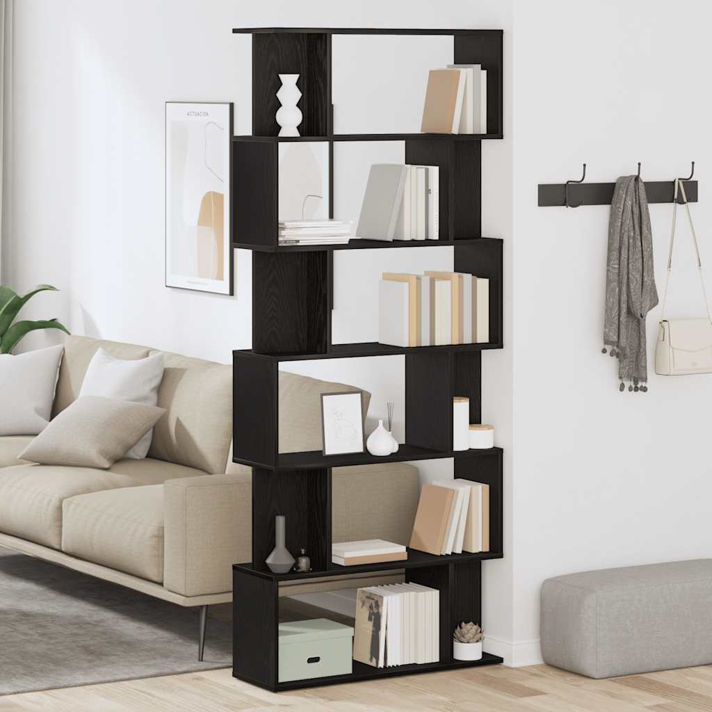 vidaXL Regał biblioteczny Czarny Dąb 80x24x190,5 cm Drewno klejone