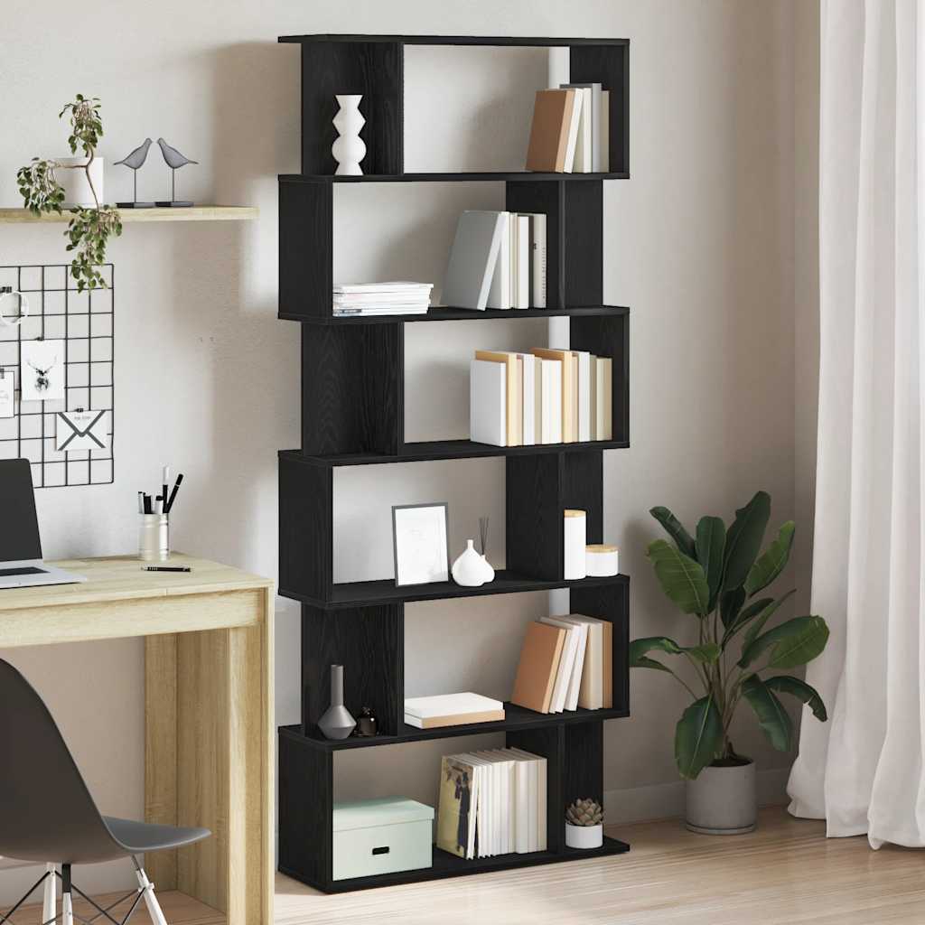 vidaXL Regał biblioteczny Czarny Dąb 80x24x190,5 cm Drewno klejone